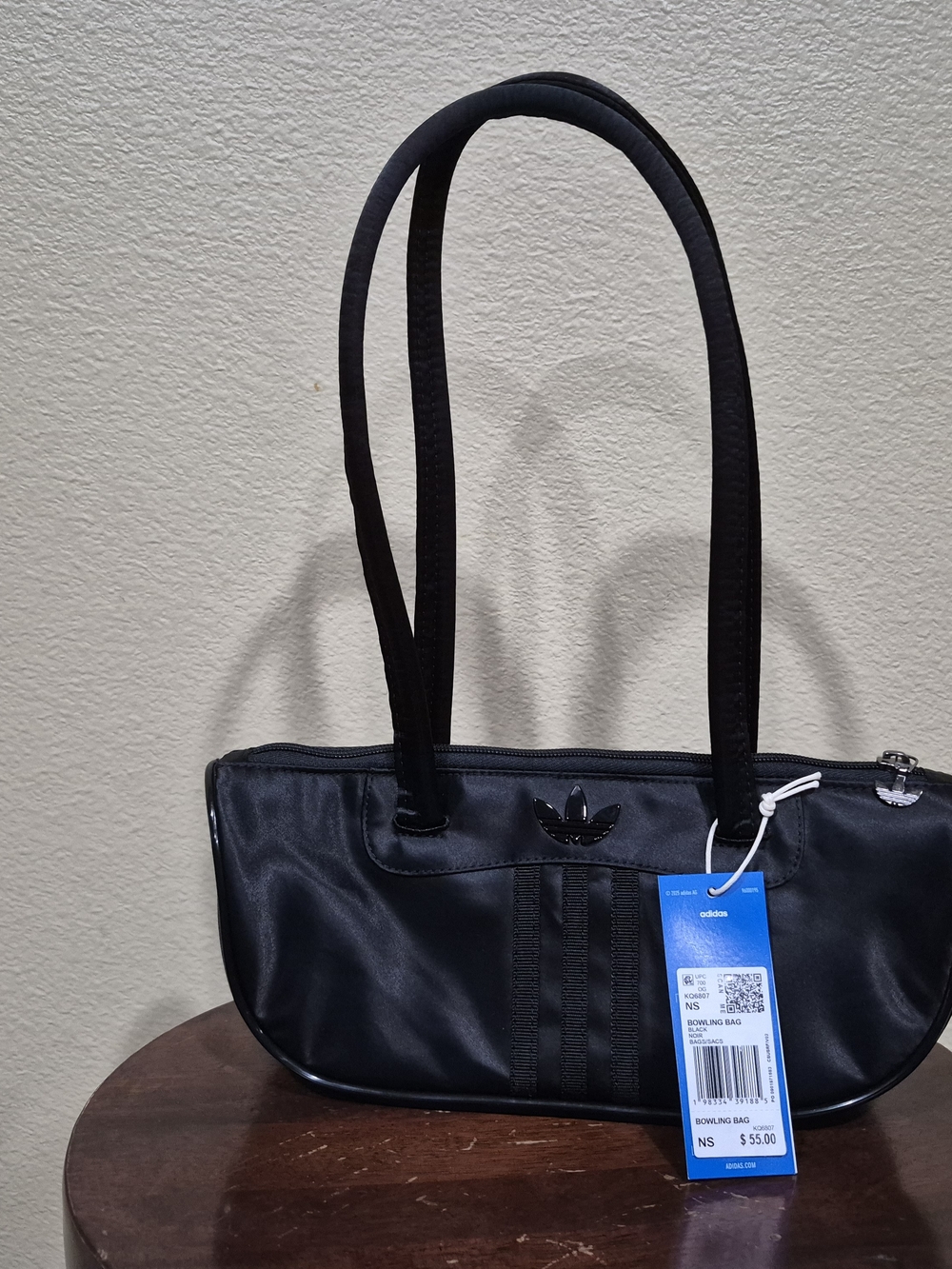 adidas Black Satin Mini Bowling Shoulder Bag